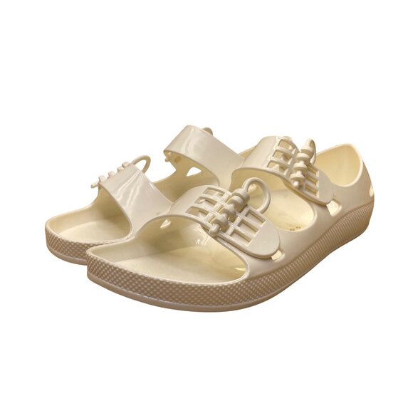 F-Troupe Women’s White PVC Buckle Strap Open Toe Sandals Size EU37/US7 - Picture 3 of 9